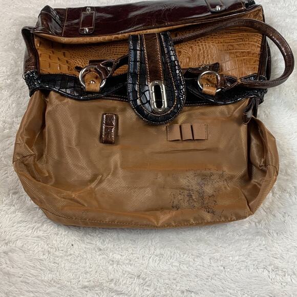 MC Marc Chantel Croco embossed large leather satchel shoulder bag - Picture 11 of 15